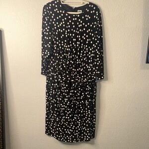 Anne Klein‎ Black Midi Dress with White Dots